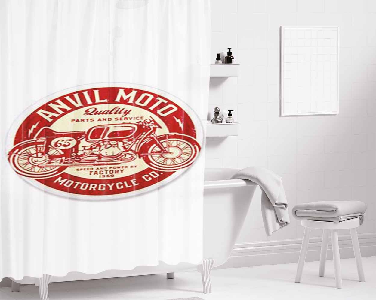 Anvil Moto 10 Bathroom Shower Curtain Fabric Waterproof | 66 X 72 Inch