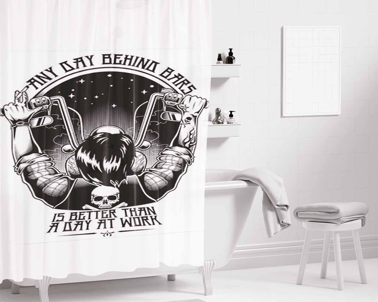 Any Day Behind Bars Bathroom Shower Curtain Fabric Waterproof | 66 X 72 Inch
