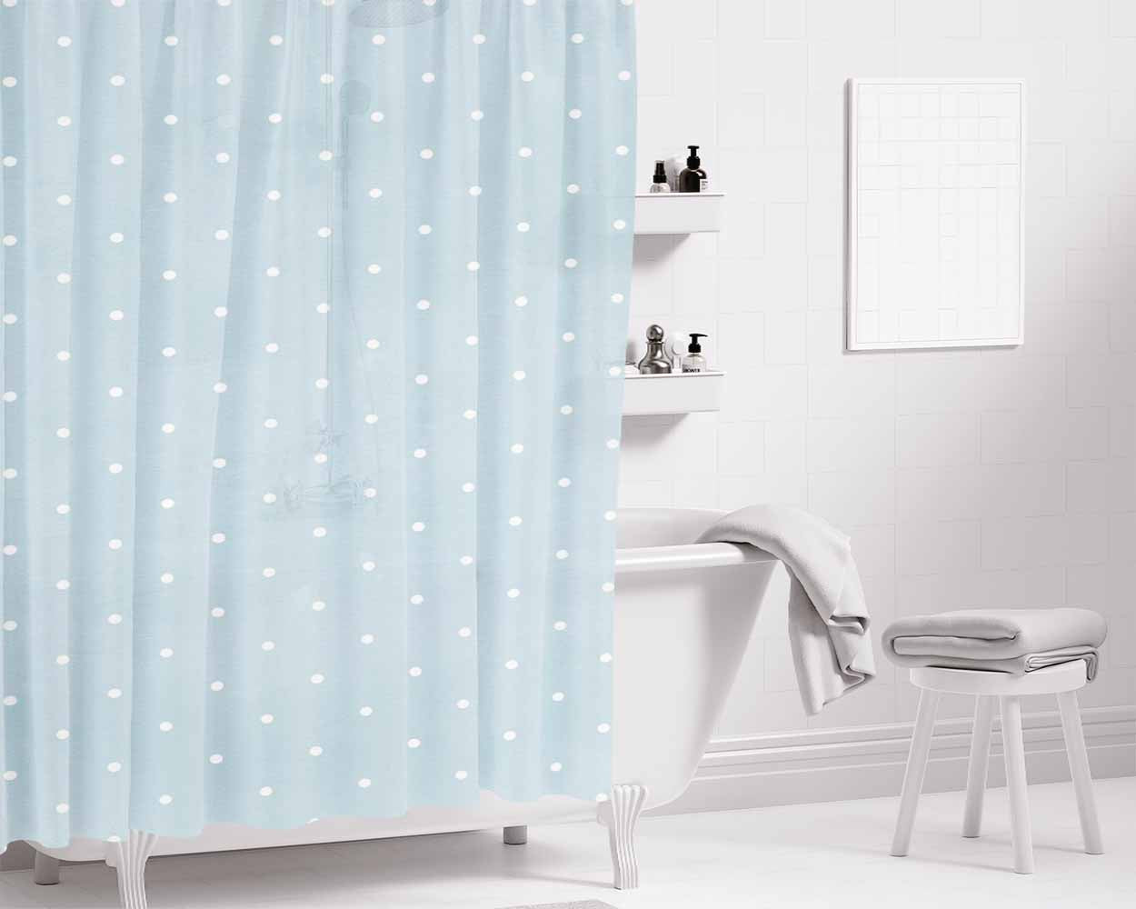 Aqua Bubble Bathroom Shower Curtain Fabric Waterproof | 66 X 72 Inch