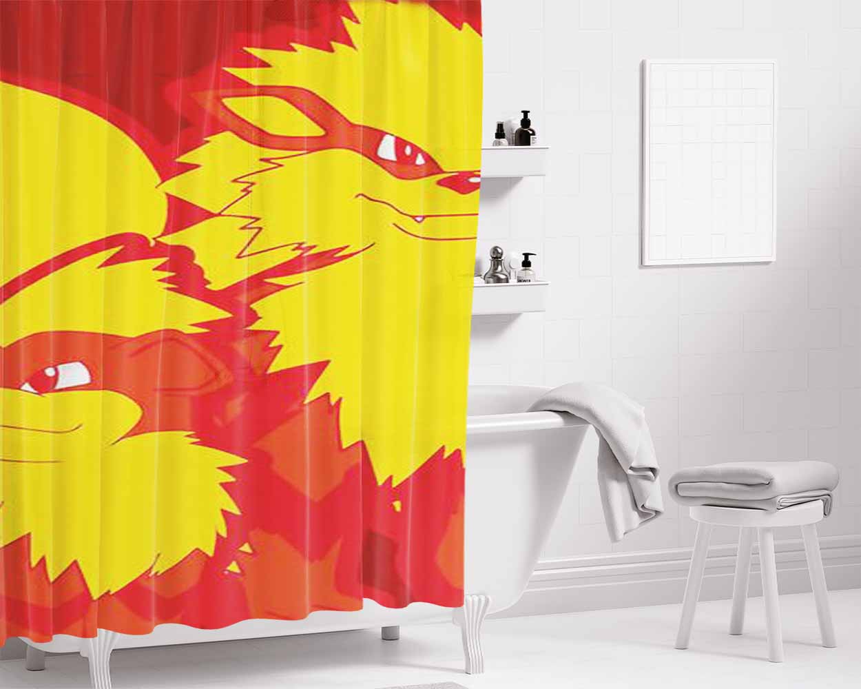 Arcanine Design Bathroom Shower Curtain Fabric Waterproof | 66 X 72 Inch
