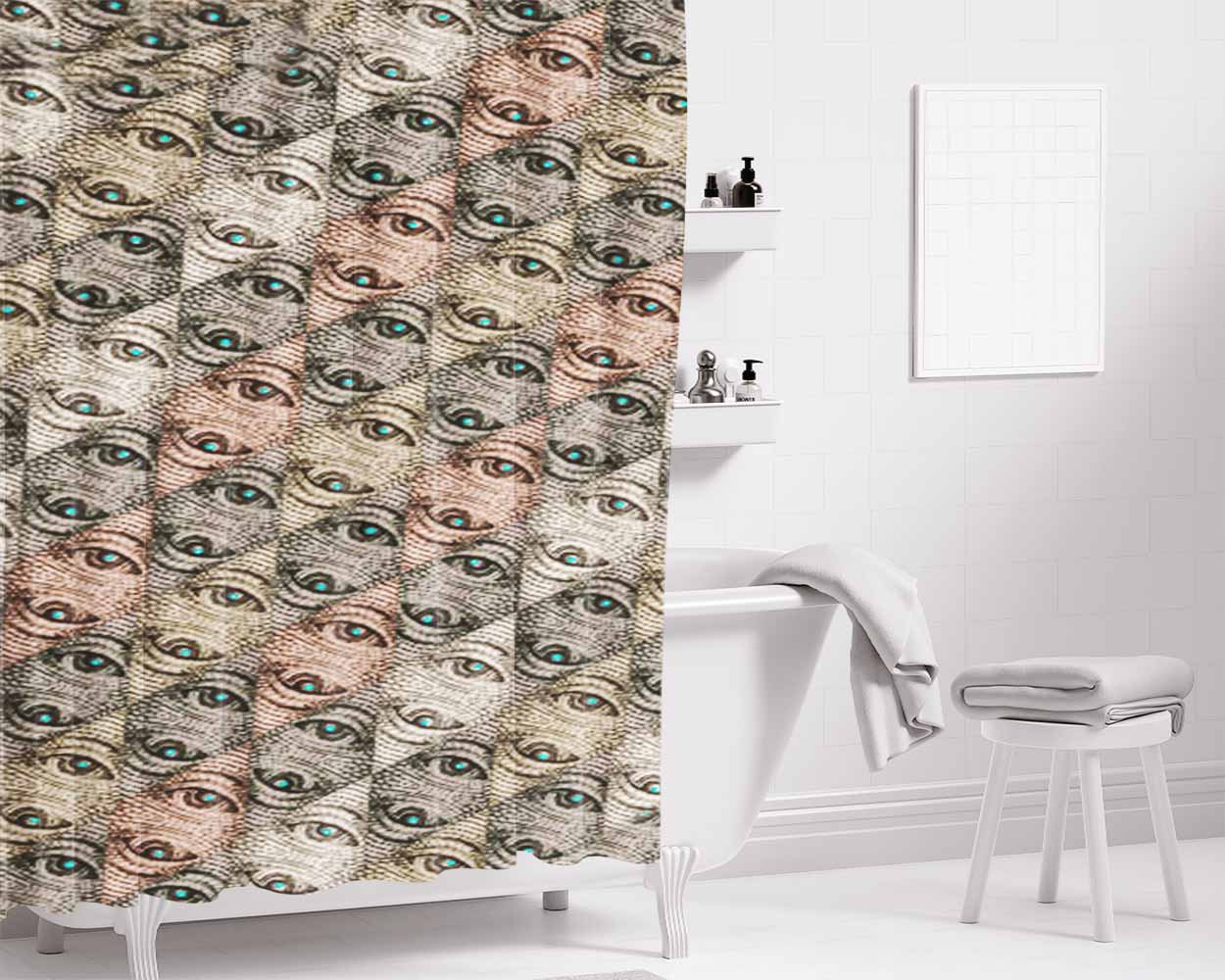 Argyle Money Bathroom Shower Curtain Fabric Waterproof | 66 X 72 Inch