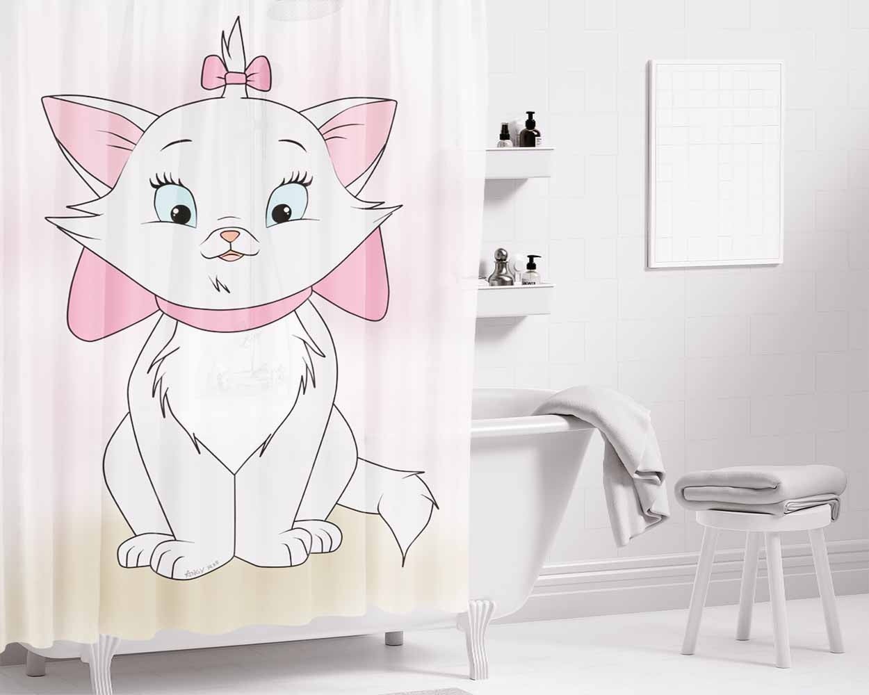 Aristocats Marie Art 2 Bathroom Shower Curtain Fabric Waterproof | 66 X 72 Inch