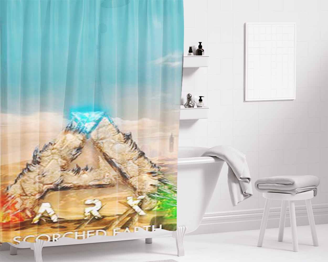 Ark Survival Evolved Scorched Earth Bathroom Shower Curtain Fabric Waterproof | 66 X 72 Inch
