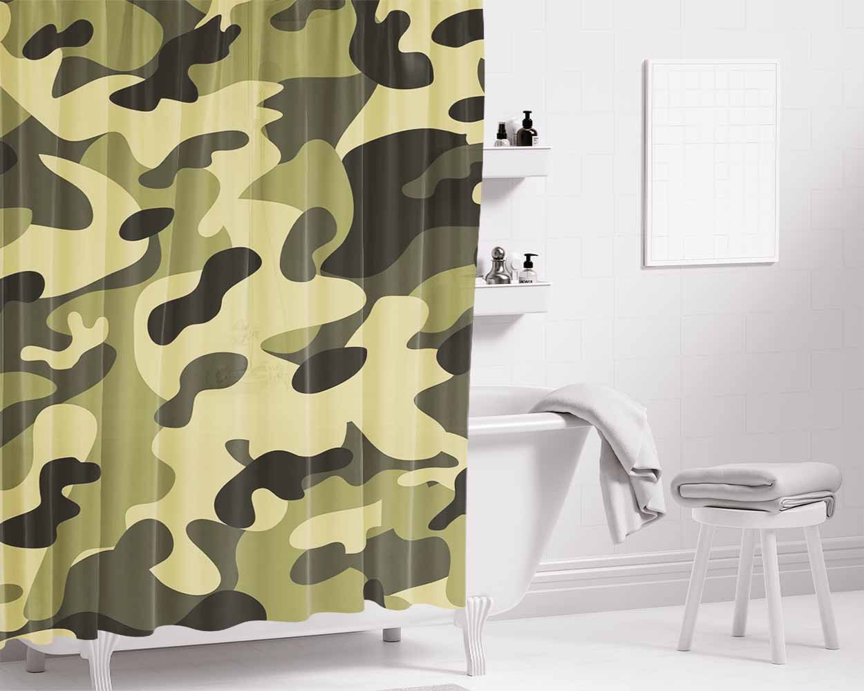 Army Bathroom Shower Curtain Fabric Waterproof | 66 X 72 Inch