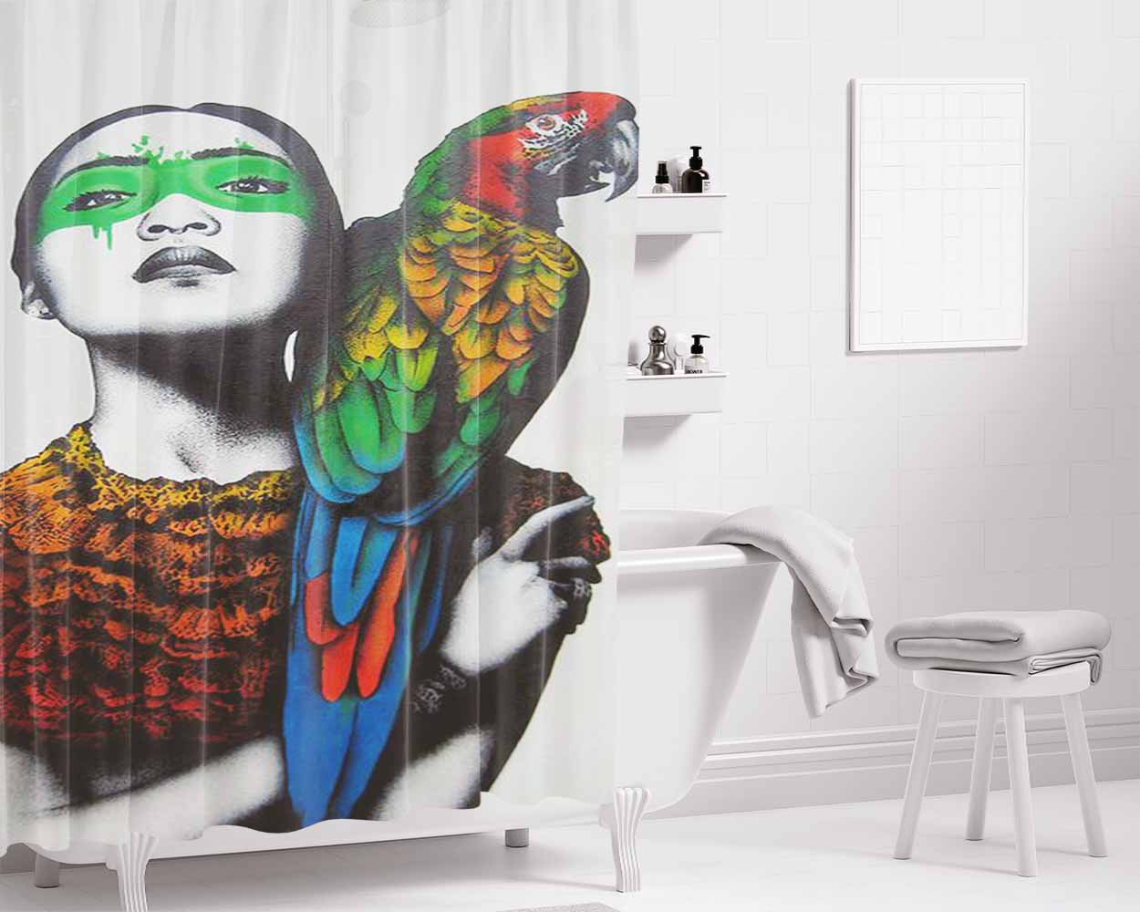 Art Full Colour Bathroom Shower Curtain Fabric Waterproof | 66 X 72 Inch