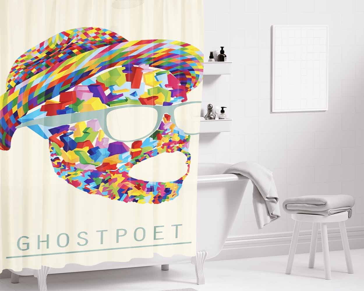 Art Ghostpoet Full Colour Bathroom Shower Curtain Fabric Waterproof | 66 X 72 Inch