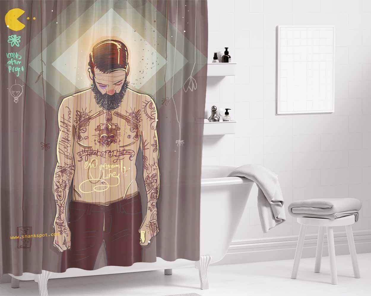 Art In Body Bathroom Shower Curtain Fabric Waterproof | 66 X 72 Inch