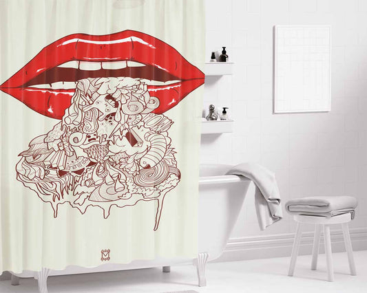 Art Lipstic Bathroom Shower Curtain Fabric Waterproof | 66 X 72 Inch
