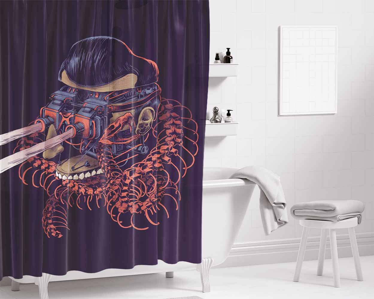 Art Mural Under Cut Bathroom Shower Curtain Fabric Waterproof | 66 X 72 Inch