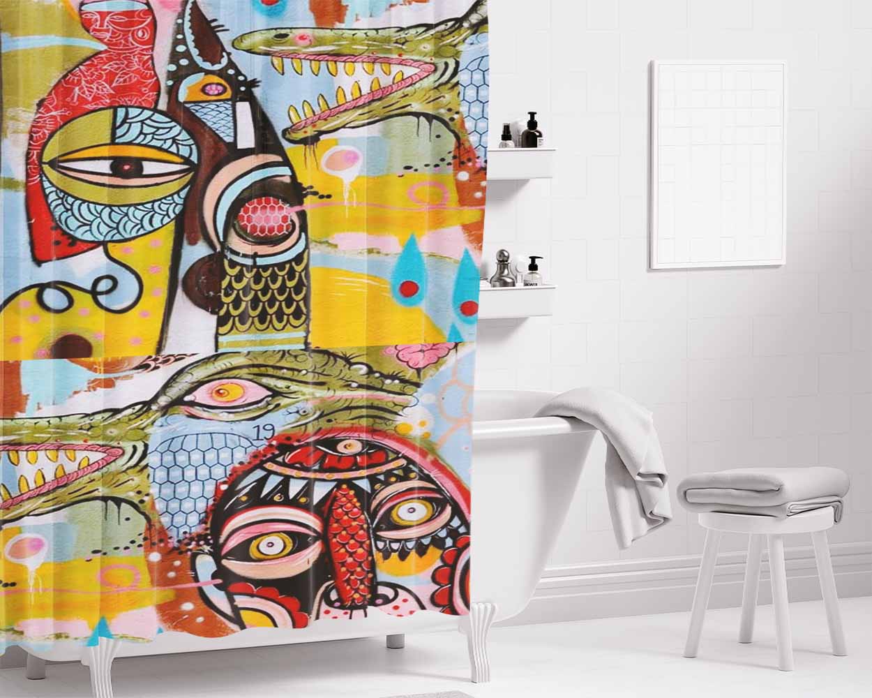 Art Passion World Bathroom Shower Curtain Fabric Waterproof | 66 X 72 Inch