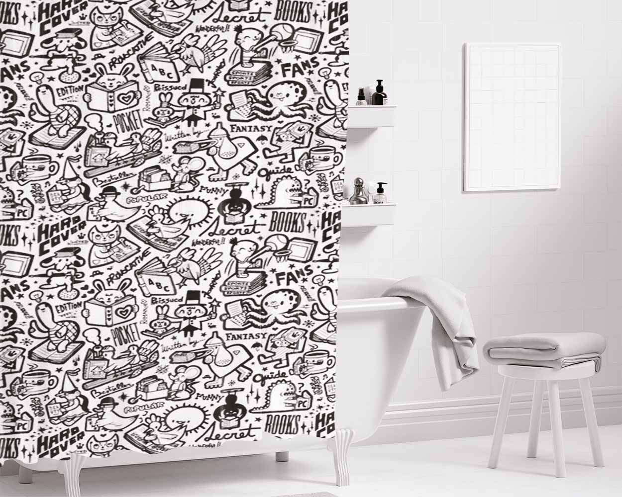 Art Point Skertake Bathroom Shower Curtain Fabric Waterproof | 66 X 72 Inch