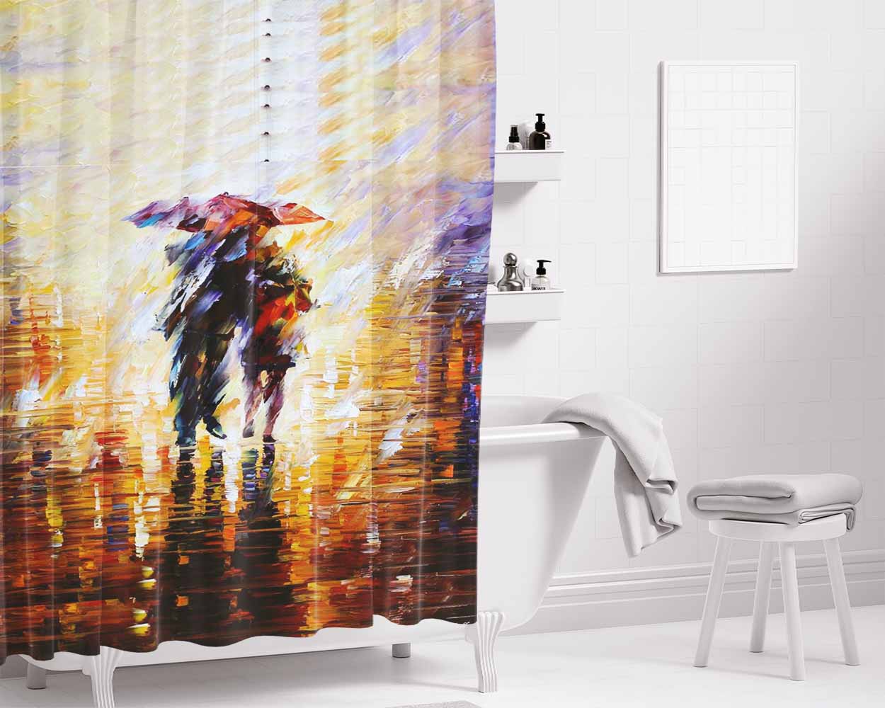 Art Romantic Bathroom Shower Curtain Fabric Waterproof | 66 X 72 Inch