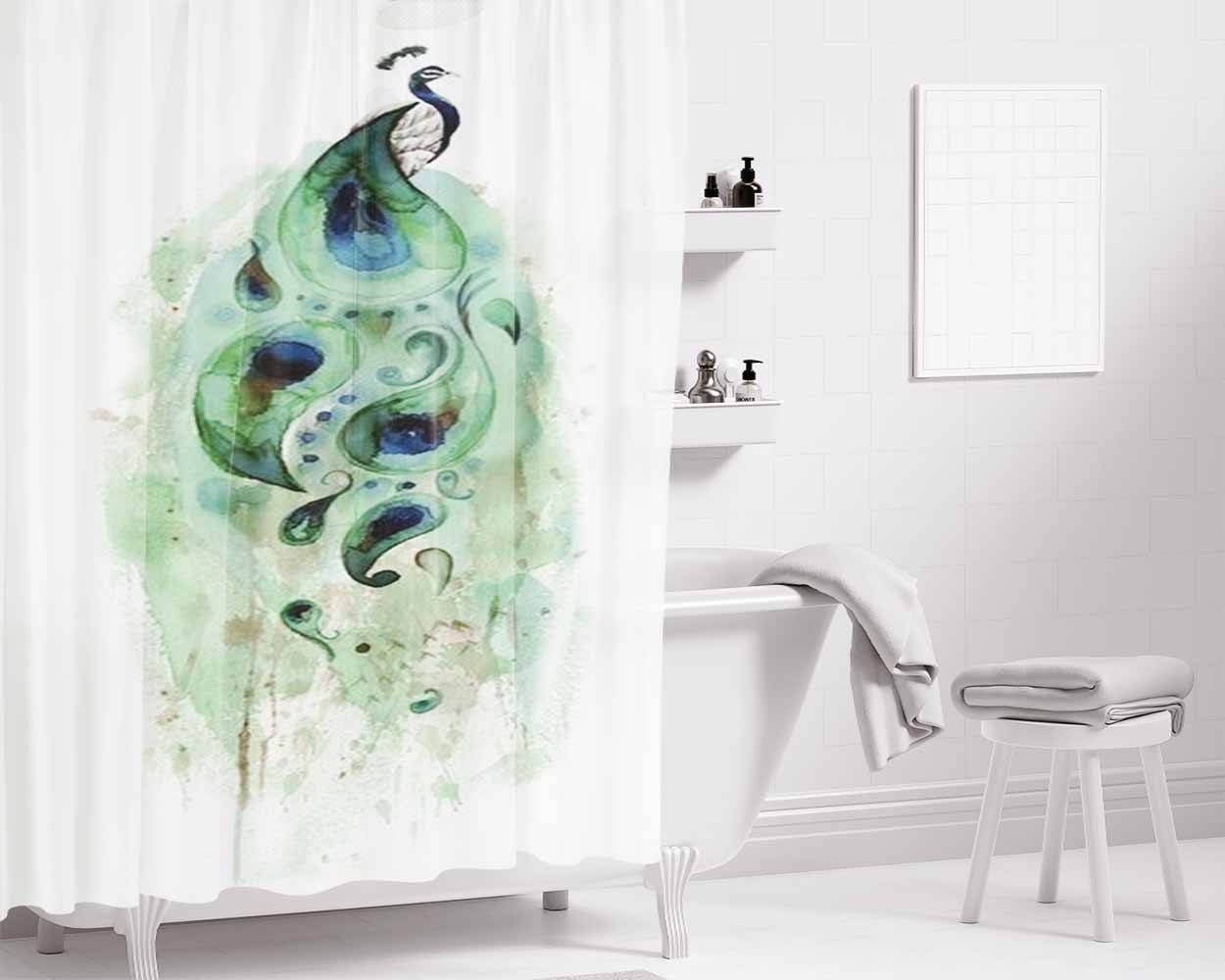 Art Water Colour Smiling Bathroom Shower Curtain Fabric Waterproof | 66 X 72 Inch