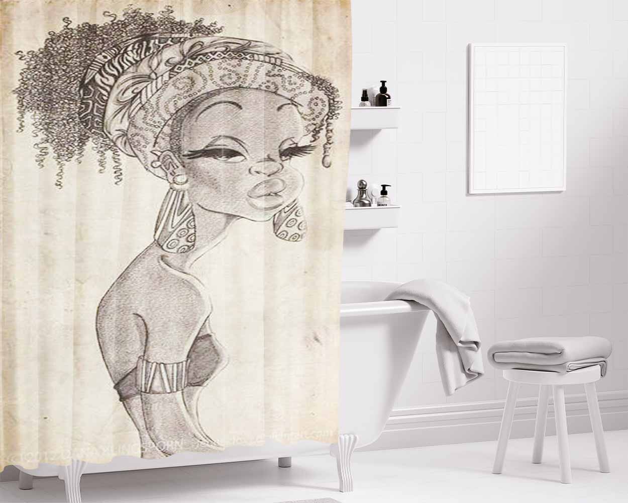 Art Work Handwrite Bathroom Shower Curtain Fabric Waterproof | 66 X 72 Inch