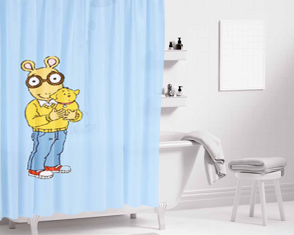 Arthur Tv Show Bathroom Shower Curtain Fabric Waterproof | 66 X 72 Inch
