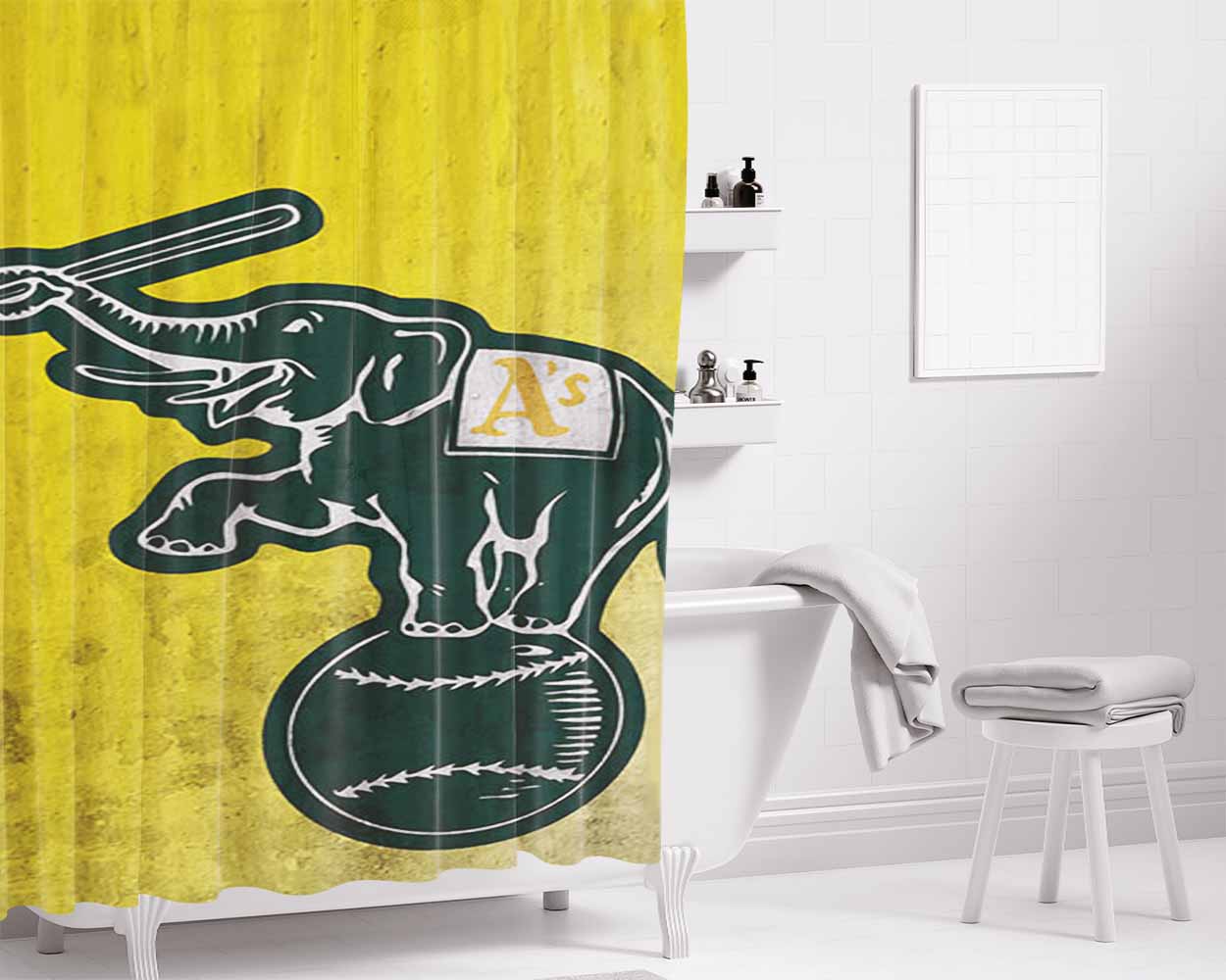 As Green Logos Bathroom Shower Curtain Fabric Waterproof | 66 X 72 Inch