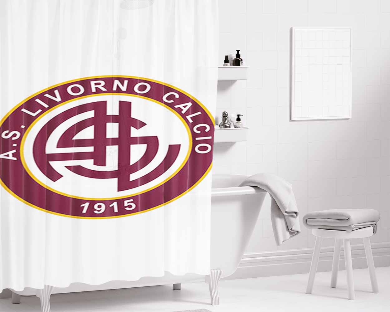 As Livorno Calcio Bathroom Shower Curtain Fabric Waterproof | 66 X 72 Inch