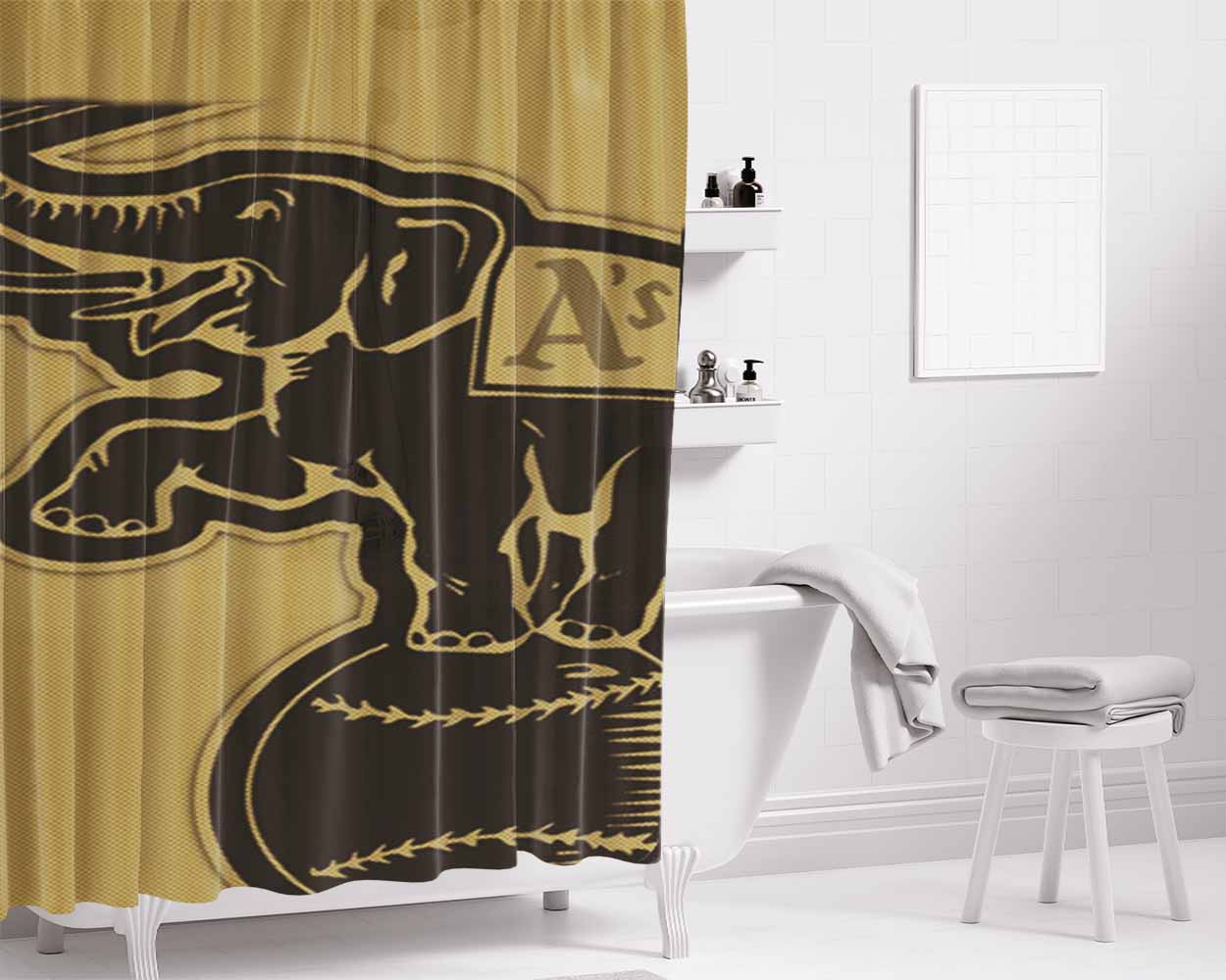As Logo Black Bathroom Shower Curtain Fabric Waterproof | 66 X 72 Inch