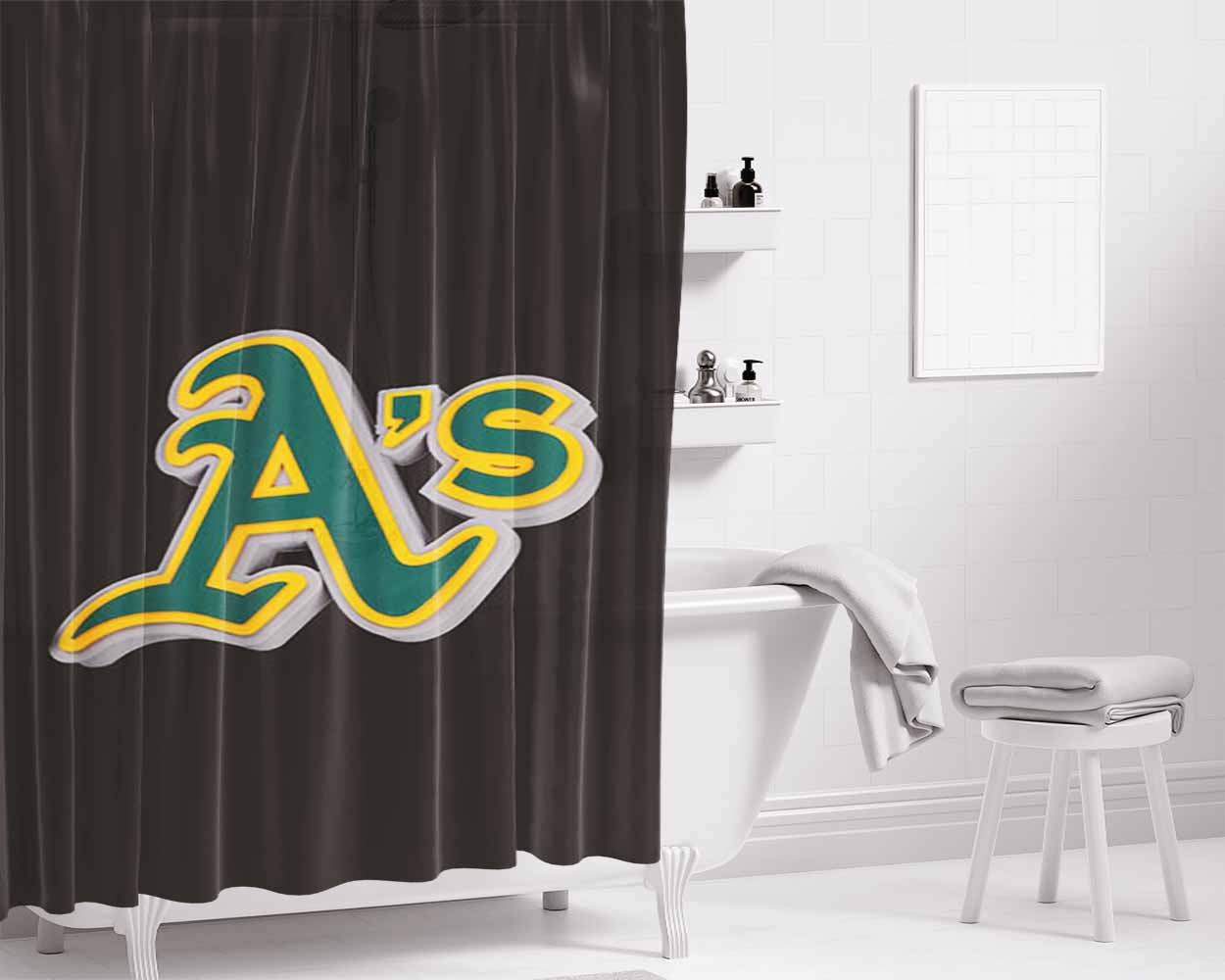 As Logo Large Green Bathroom Shower Curtain Fabric Waterproof | 66 X 72 Inch