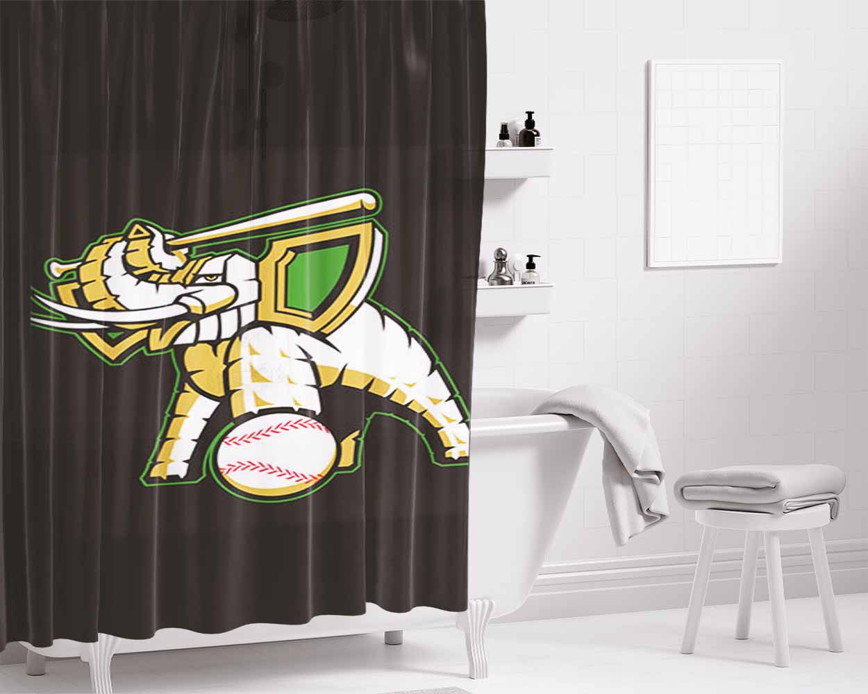 As Logo Large Bathroom Shower Curtain Fabric Waterproof | 66 X 72 Inch