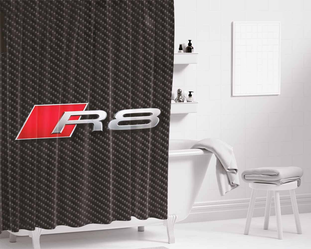 Audi R8 Car Bathroom Shower Curtain Fabric Waterproof | 66 X 72 Inch