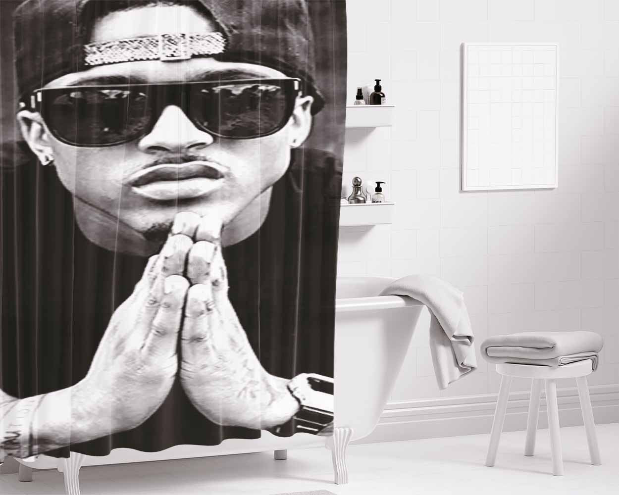 August Alsina Bathroom Shower Curtain Fabric Waterproof | 66 X 72 Inch