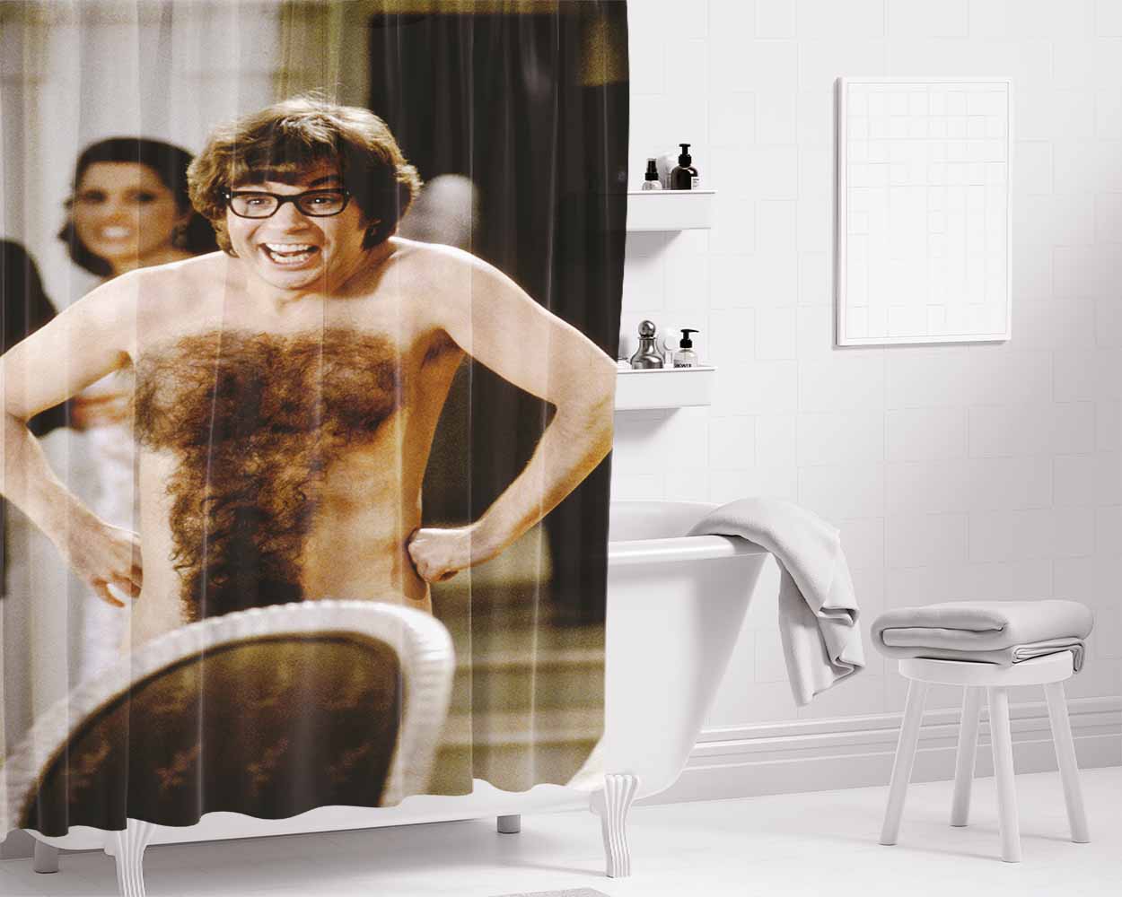 Austin Power Bathroom Shower Curtain Fabric Waterproof | 66 X 72 Inch