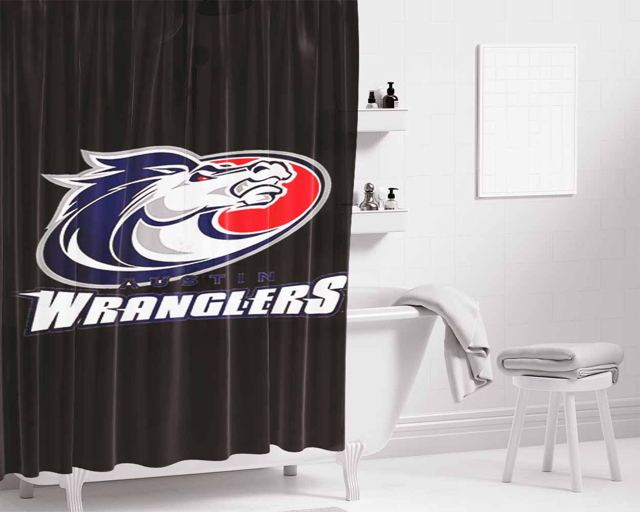 Austin Wranglers Bathroom Shower Curtain Fabric Waterproof | 66 X 72 Inch