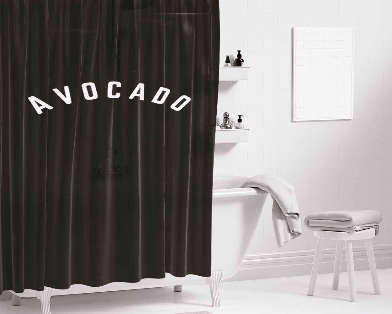Avocado Slogan Black Bathroom Shower Curtain Fabric Waterproof | 66 X 72 Inch