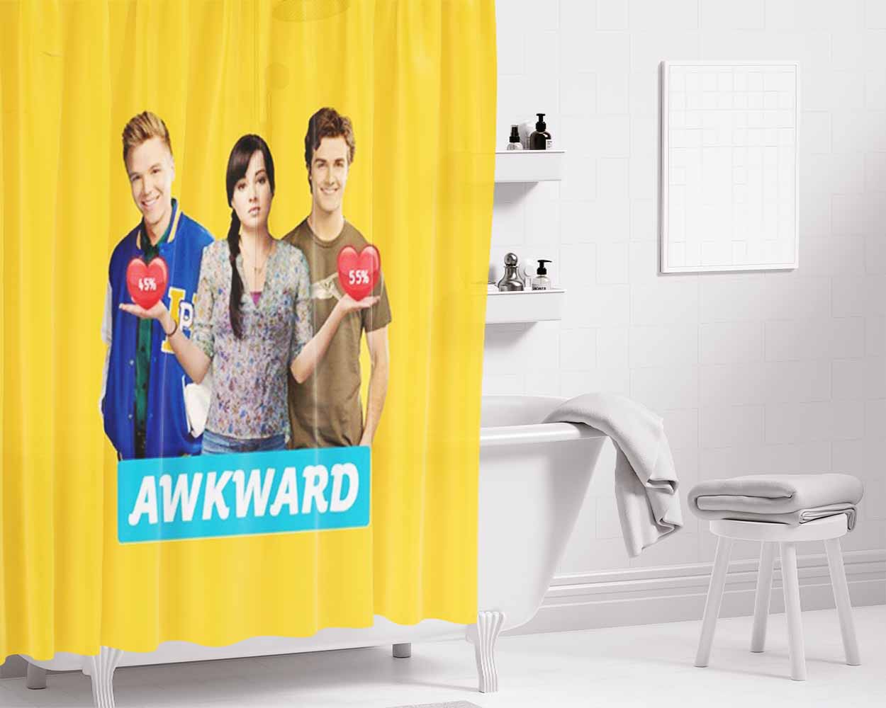 Awkward Bathroom Shower Curtain Fabric Waterproof | 66 X 72 Inch