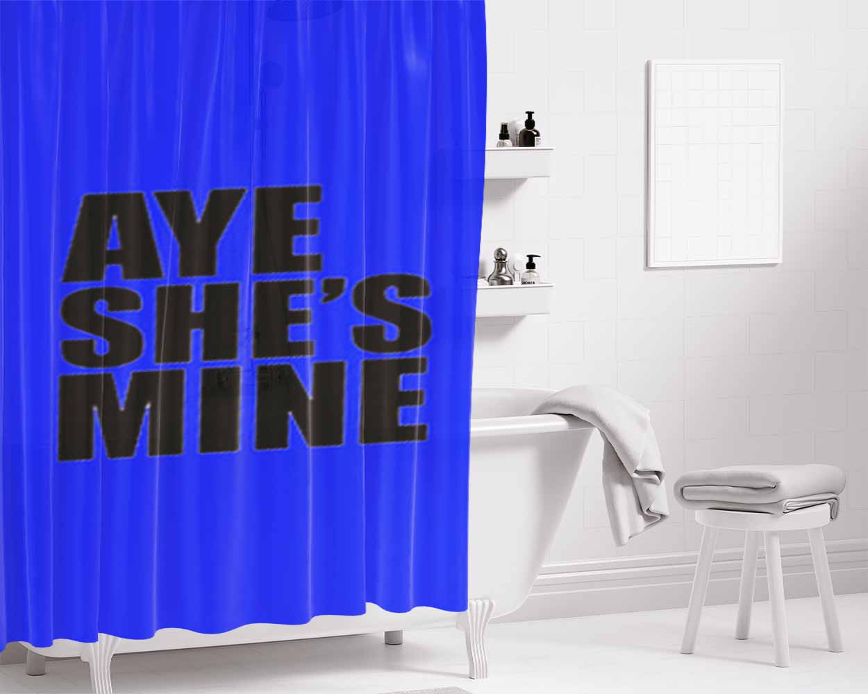 Aye He’S Mine & Aye She’S Mine 1 Bathroom Shower Curtain Fabric Waterproof | 66 X 72 Inch