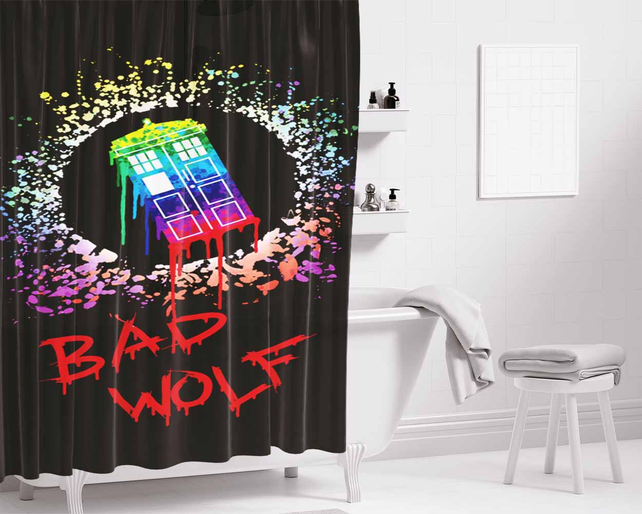 Bad Wolf Bathroom Shower Curtain Fabric Waterproof | 66 X 72 Inch