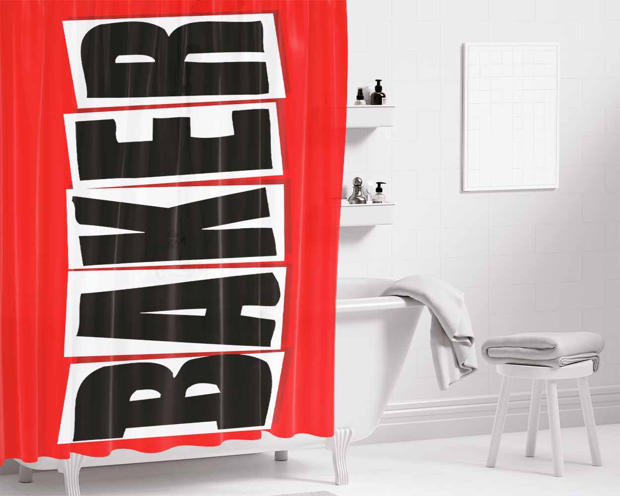 Baker Skateboards Logo Bathroom Shower Curtain Fabric Waterproof | 66 X 72 Inch