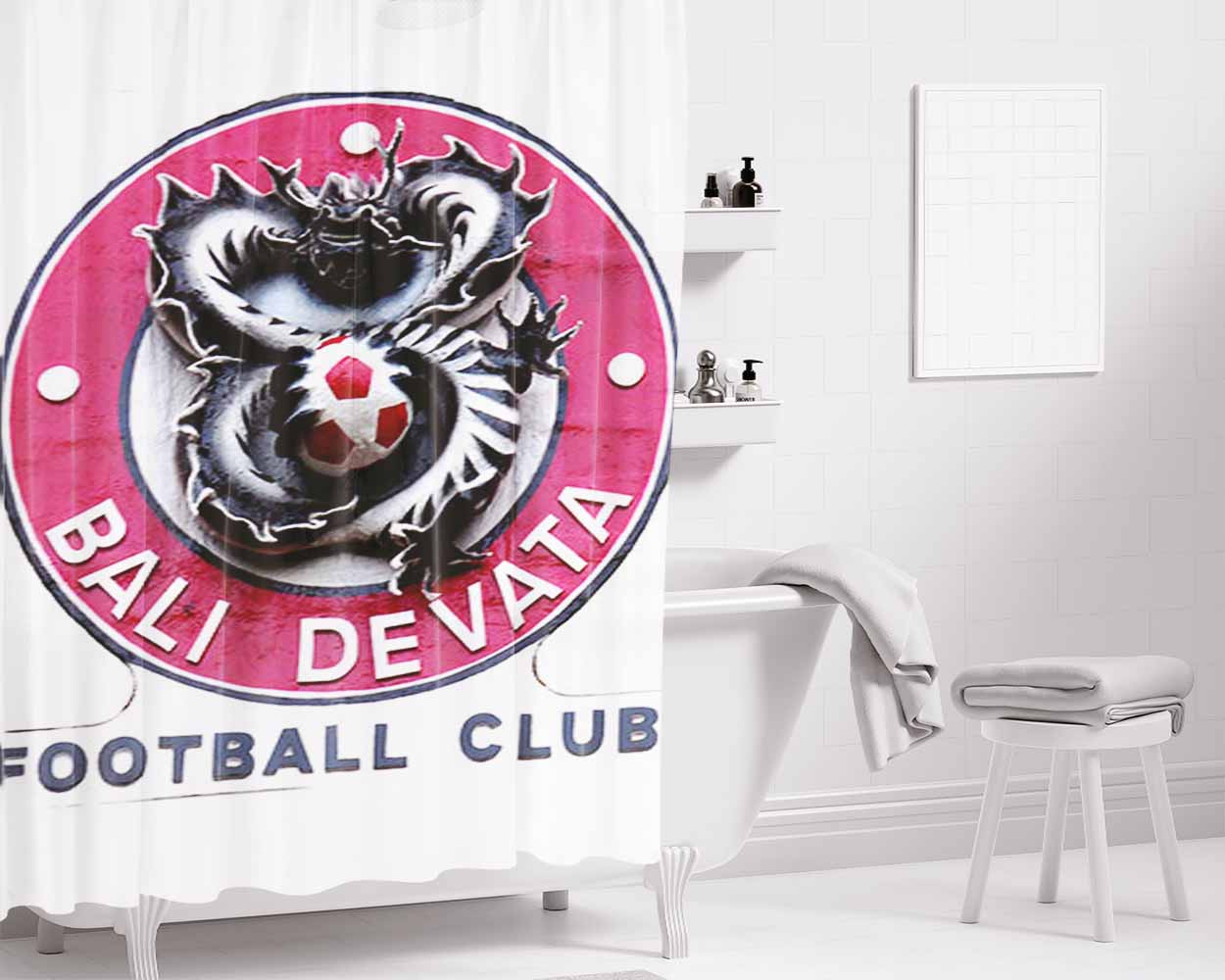 Bali Devata Football Club Bathroom Shower Curtain Fabric Waterproof | 66 X 72 Inch