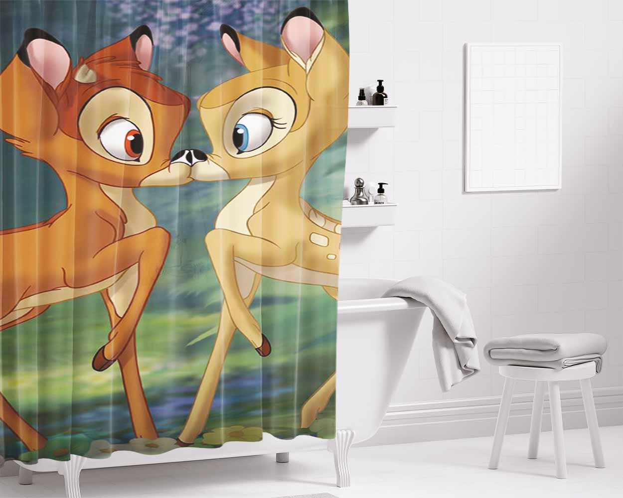 Bambi Bathroom Shower Curtain Fabric Waterproof | 66 X 72 Inch