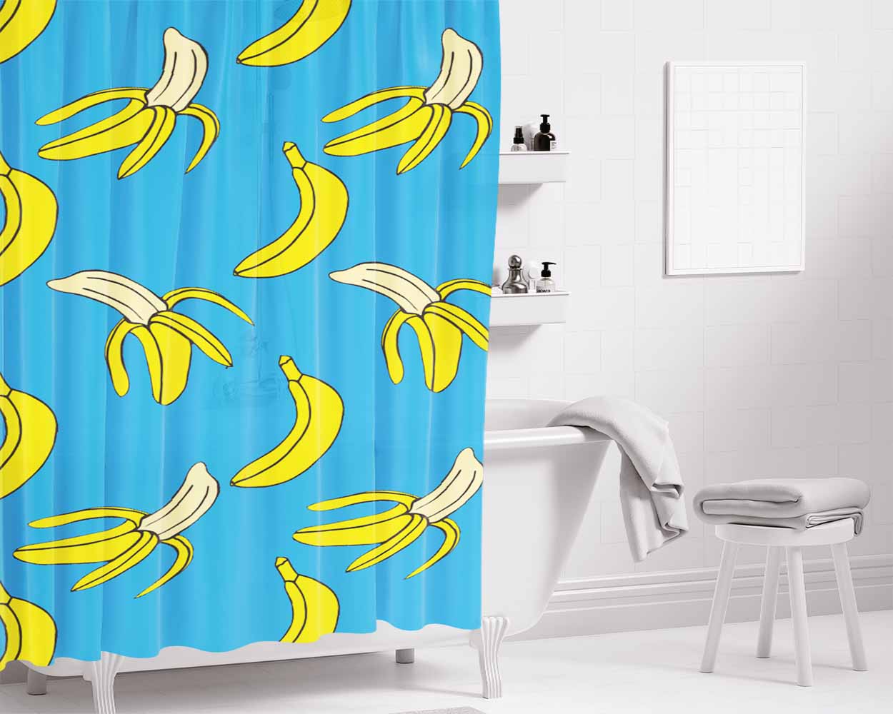 Banana Tumblr Pattern Bathroom Shower Curtain Fabric Waterproof | 66 X 72 Inch