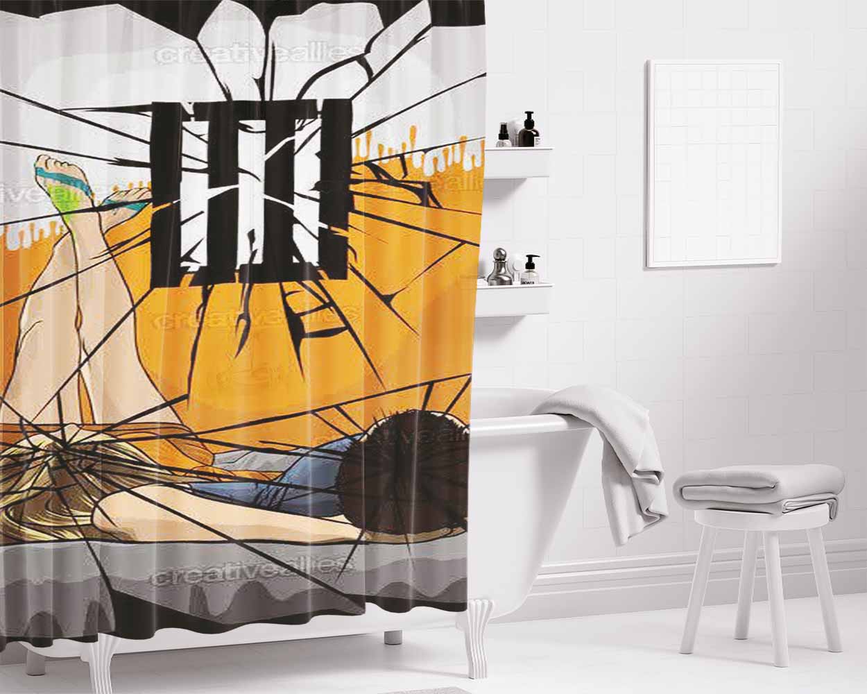 Band Artistic Bathroom Shower Curtain Fabric Waterproof | 66 X 72 Inch