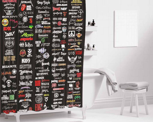 Band Compilation Europa Bathroom Shower Curtain Fabric Waterproof | 66 X 72 Inch