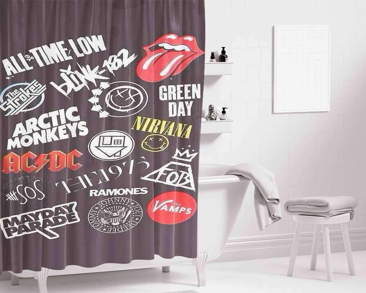 Band Legend Bathroom Shower Curtain Fabric Waterproof | 66 X 72 Inch