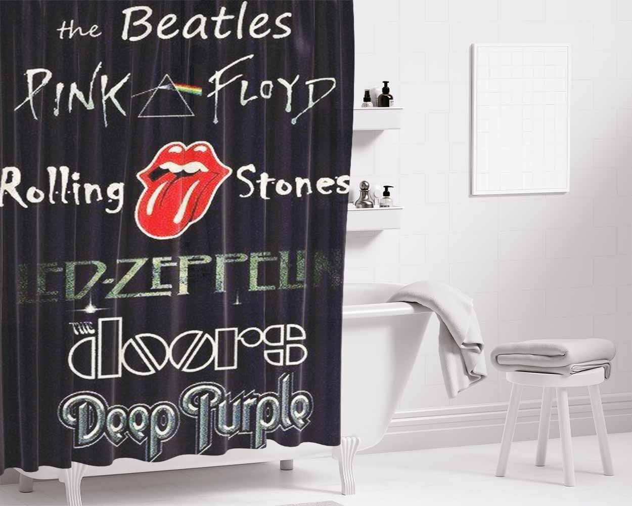 Band Rock World Bathroom Shower Curtain Fabric Waterproof | 66 X 72 Inch