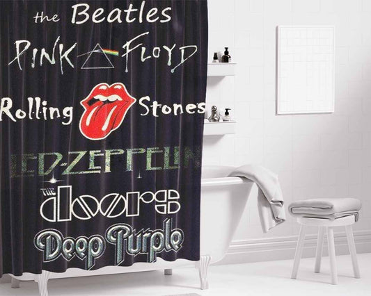 Band Rock World Bathroom Shower Curtain Fabric Waterproof | 66 X 72 Inch