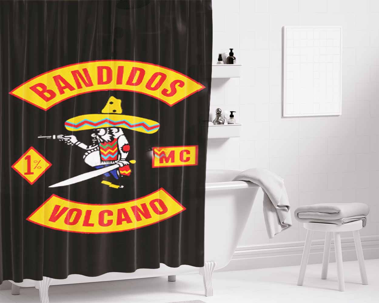 Bandidos Volcano Mc Bathroom Shower Curtain Fabric Waterproof | 66 X 72 Inch