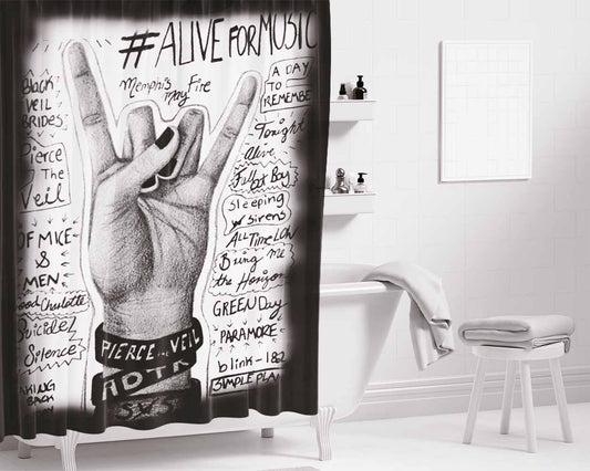 Bands Collage Bathroom Shower Curtain Fabric Waterproof | 66 X 72 Inch