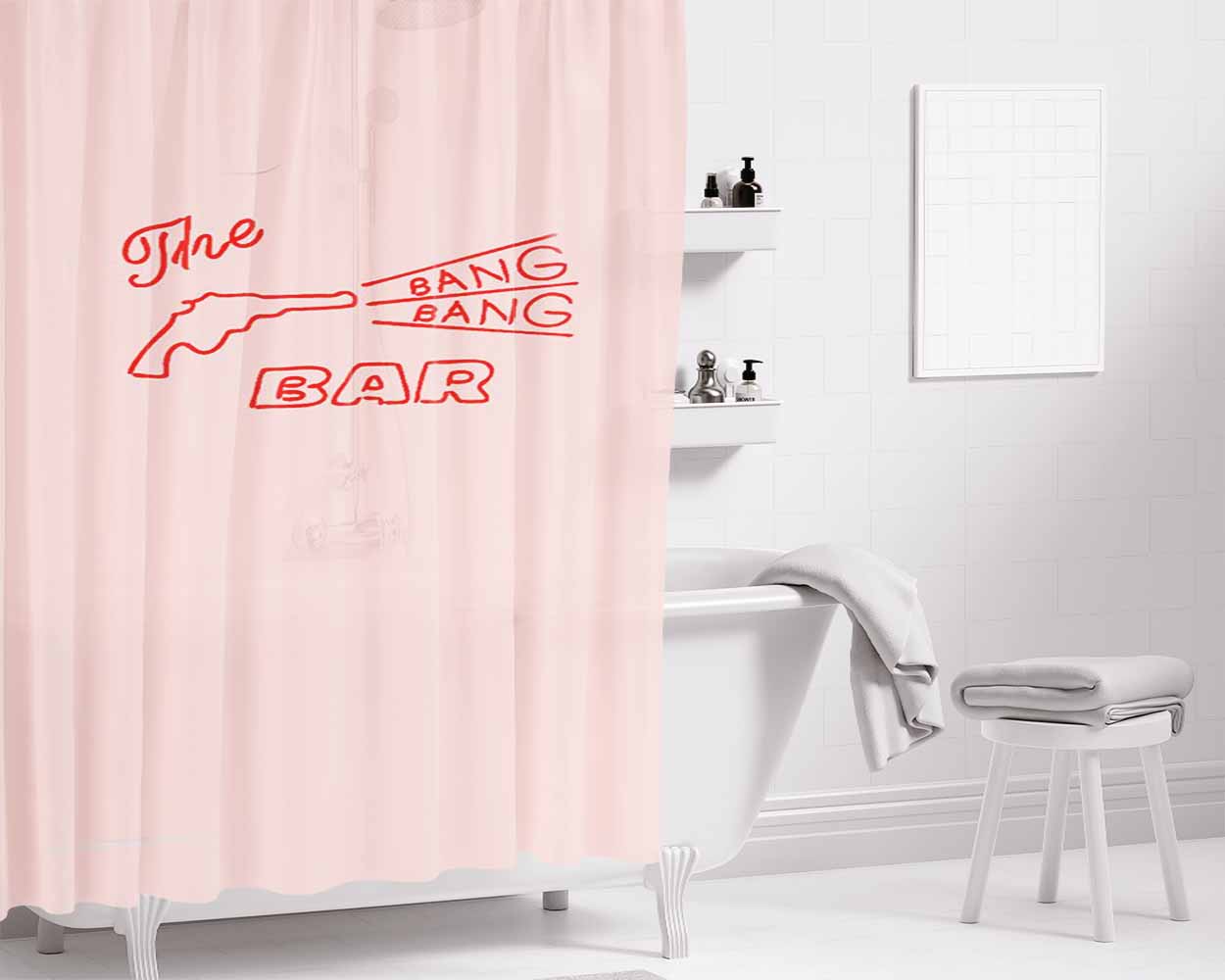 Bang Bang Bar Twin Peaks David Lynch Tv Fire Walk With Me Bathroom Shower Curtain Fabric Waterproof | 66 X 72 Inch