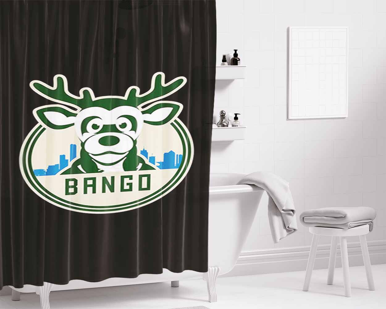 Bango Logo Bathroom Shower Curtain Fabric Waterproof | 66 X 72 Inch