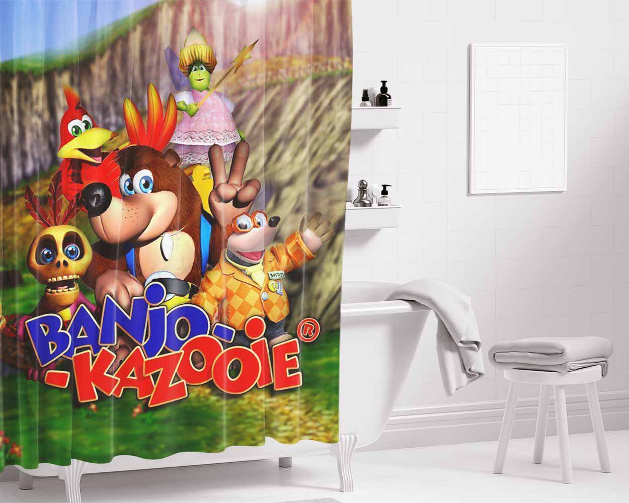 Banjo Kazooie Wallpapers Bathroom Shower Curtain Fabric Waterproof | 66 X 72 Inch