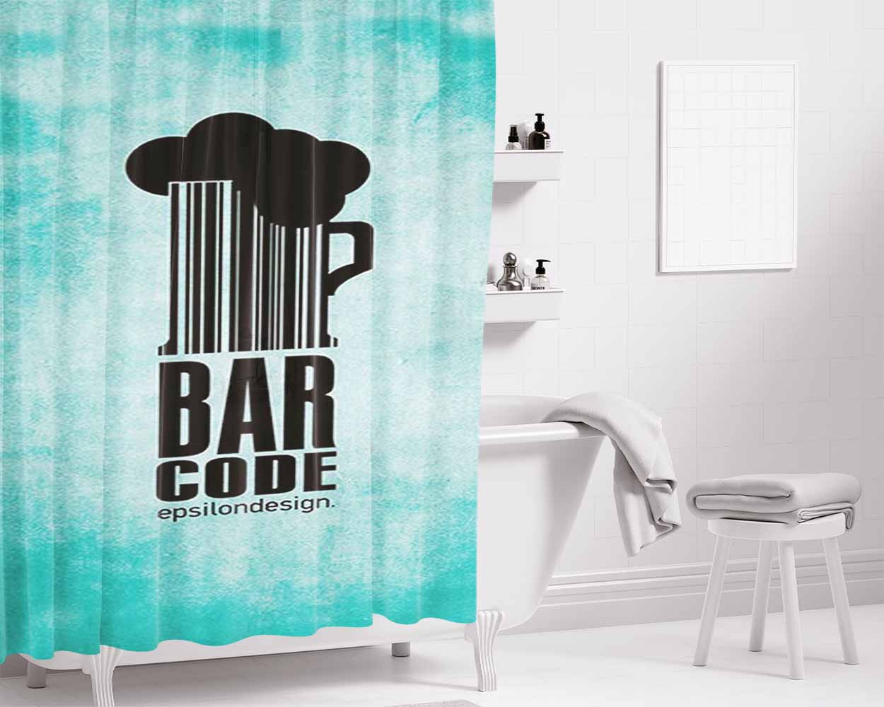 Barcode Bathroom Shower Curtain Fabric Waterproof | 66 X 72 Inch
