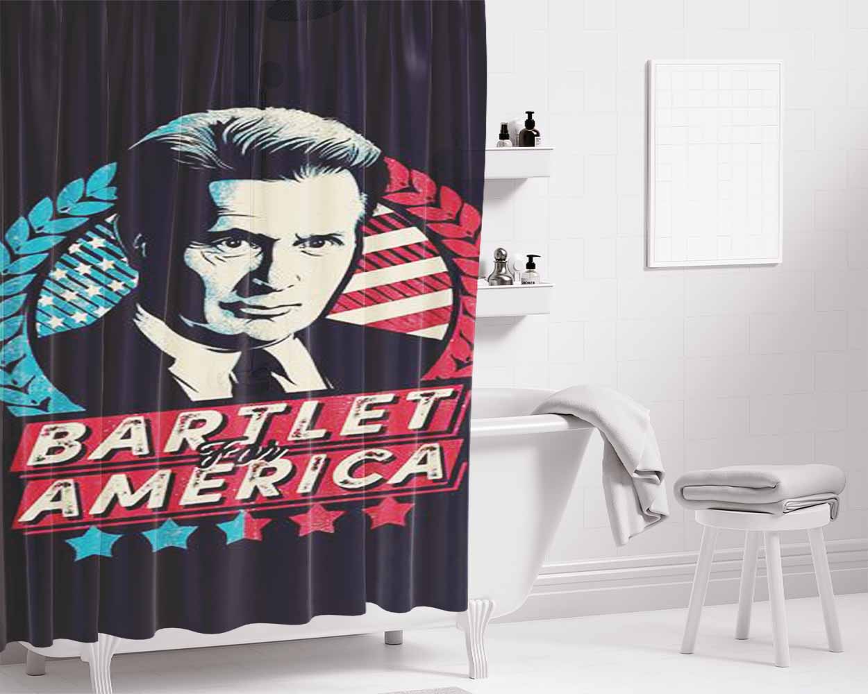 Bartlet For America Bathroom Shower Curtain Fabric Waterproof | 66 X 72 Inch
