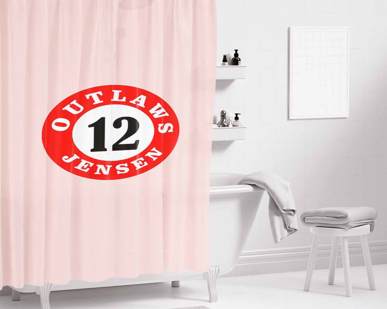 Baseball Bat Knobs Tags Tough And Durable Team Bathroom Shower Curtain Fabric Waterproof | 66 X 72 Inch