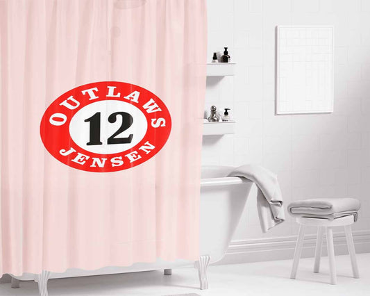 Baseball Bat Knobs Tags Tough And Durable Team Bathroom Shower Curtain Fabric Waterproof | 66 X 72 Inch